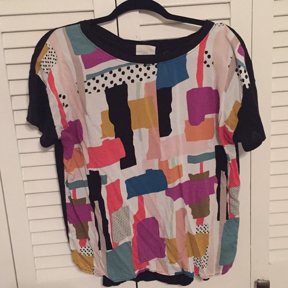 Anthropologie Colorful Abstract Top